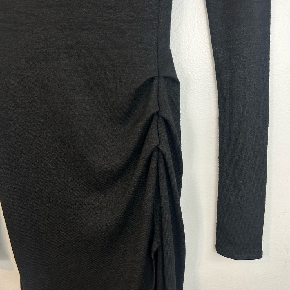 Wilfred Free Aritzia Black Long Sleeve Wrap Ruched Midi Dress Size Small - Picture 12 of 13